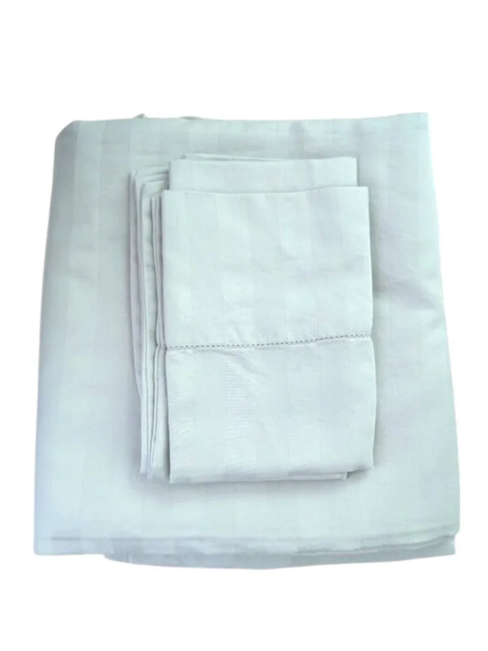 Charter Club 100% Cotton Damask Flat Sheet And Pillow Case Seaglass Stripe Full
